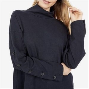 Madewell Button-Sleeve Turtleneck Top, Black, size small